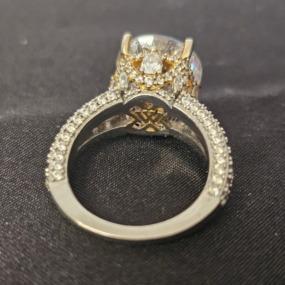 JTV Bella Luce 4.5ctw Round Halo Ring 925 Sterling Sz 8 Two Tone - Picture 5 of 7